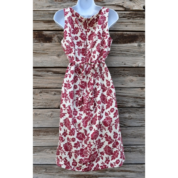 Ann Taylor Red and White Floral Silk Dress - Picture 3 of 5